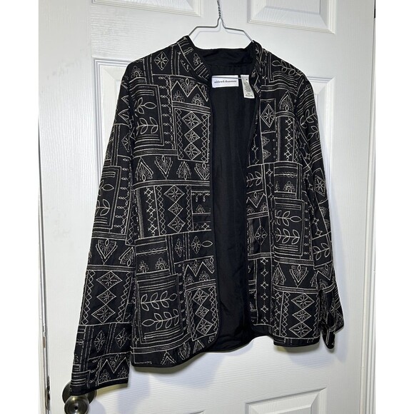 Alfred Dunner Women’s Long Sleeve Embroidered Pull On Jacket Black Size 10 NWOT - Picture 1 of 7
